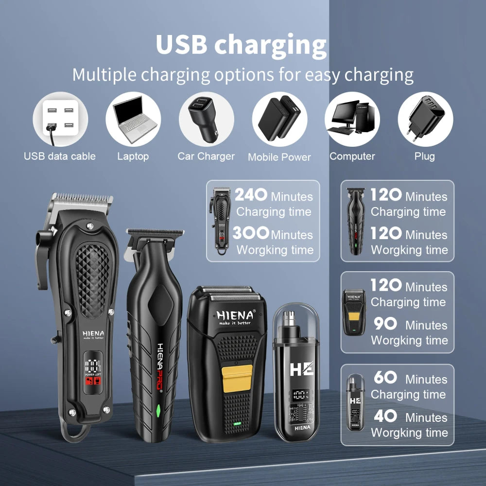 Professional Electric Hair Clippers Beard Trimmer Kit